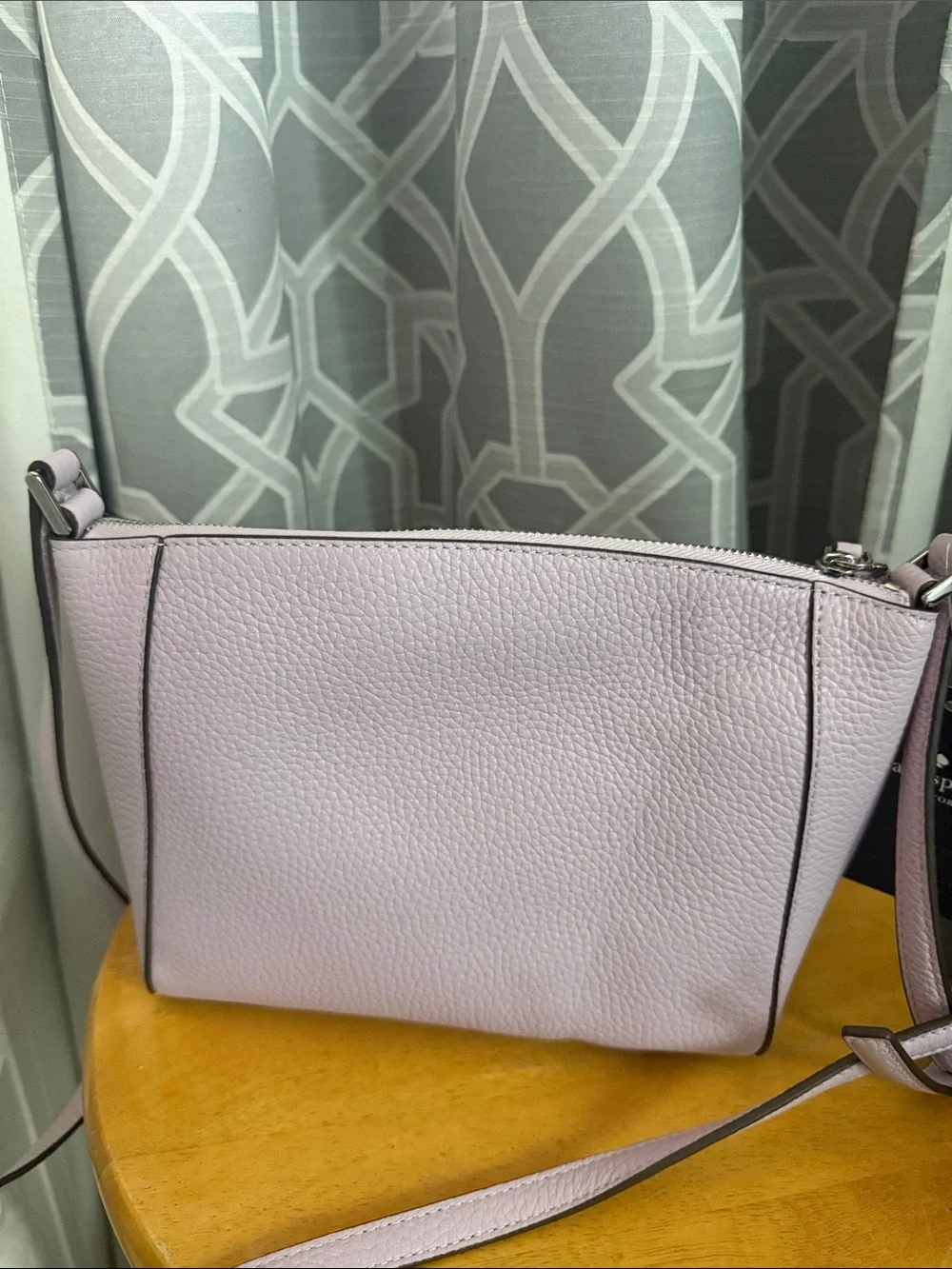 kate spade Pebbled Leather Crossbody Bag in Light Lavender with Black Piping